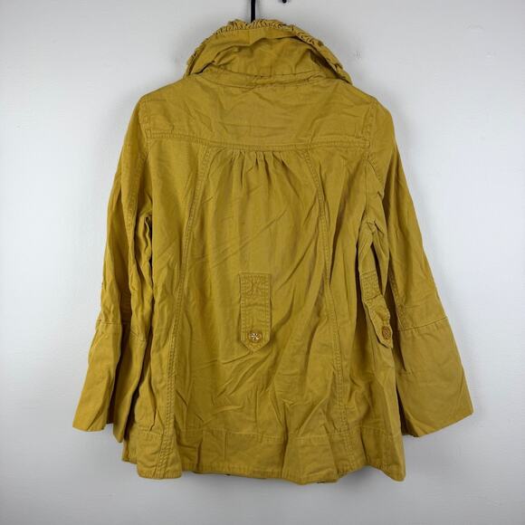 Forever 21 Women’s L Cargo Jacket Mustard Yellow Utility Relaxed Sleeve Y2K - Picture 2 of 4